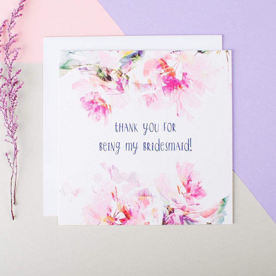 Thank You For Being My Bridesmaid Wedding Card