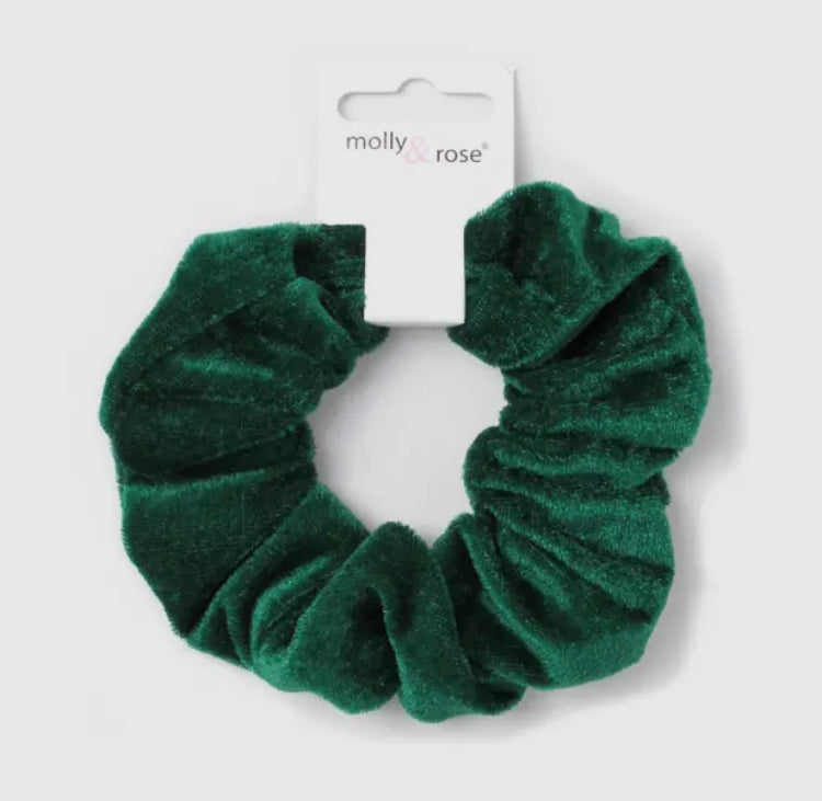 Velvet 12cm Scrunchie Forest Green
