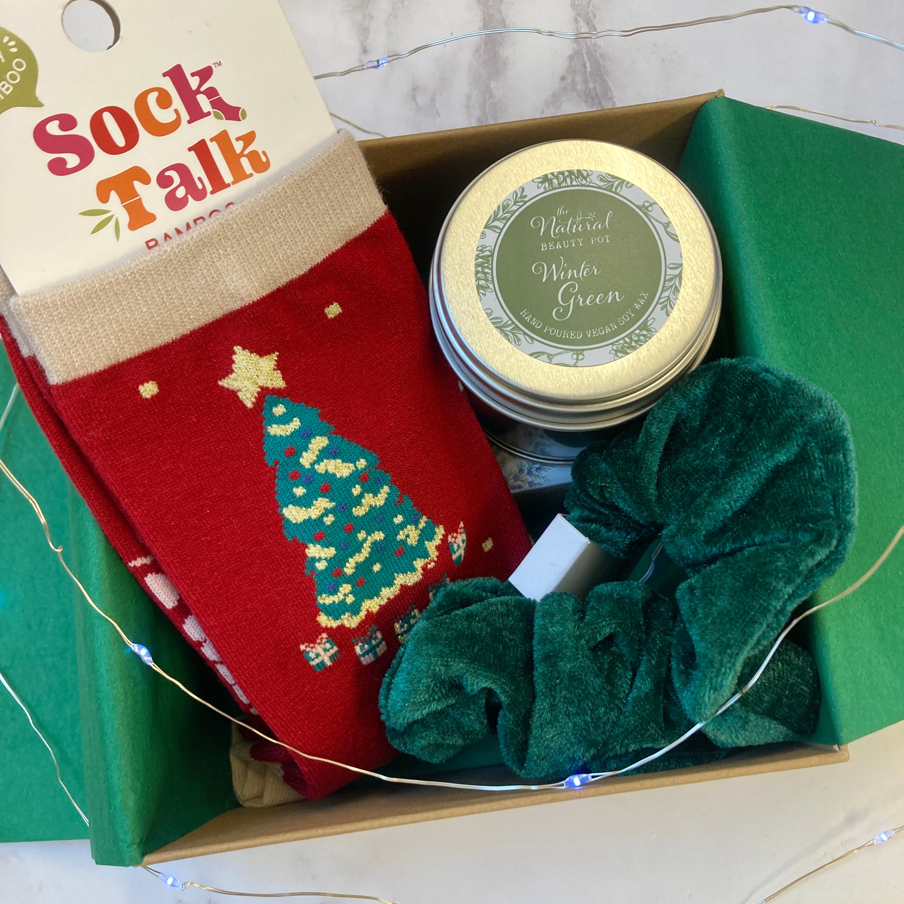 Socks, Scrunchie & Candle Gift Box