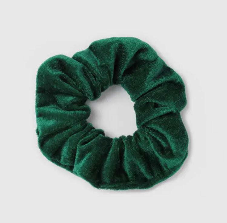 Velvet 12cm Scrunchie Forest Green