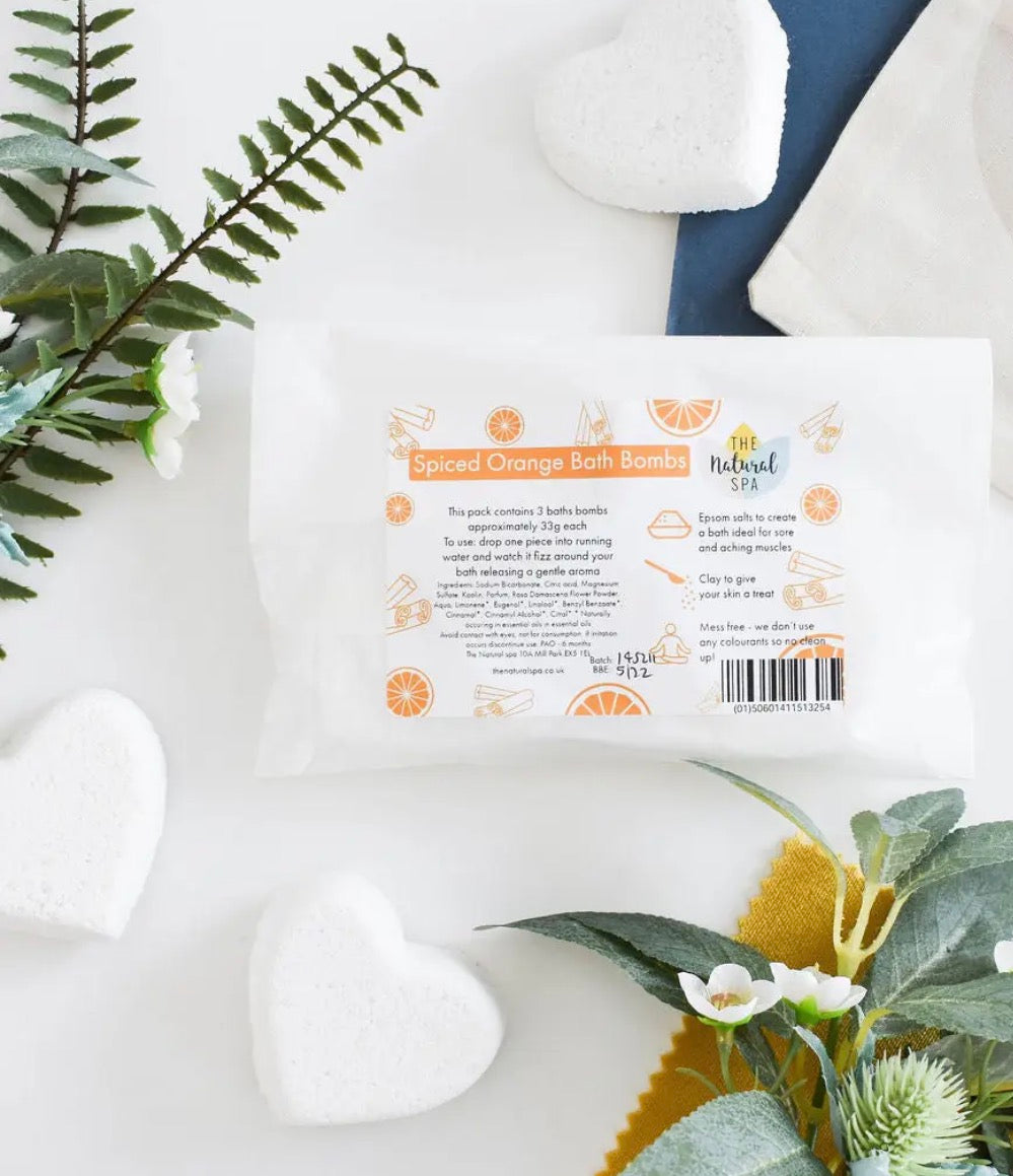 Spiced Orange Aromatherapy Bath Bombs x3 | Natural Fizzy Bath Fizzers | Vegan, Plastic-Free