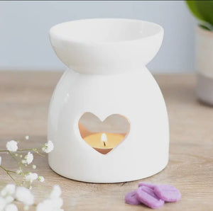 White Heart Cut Out Wax Burner