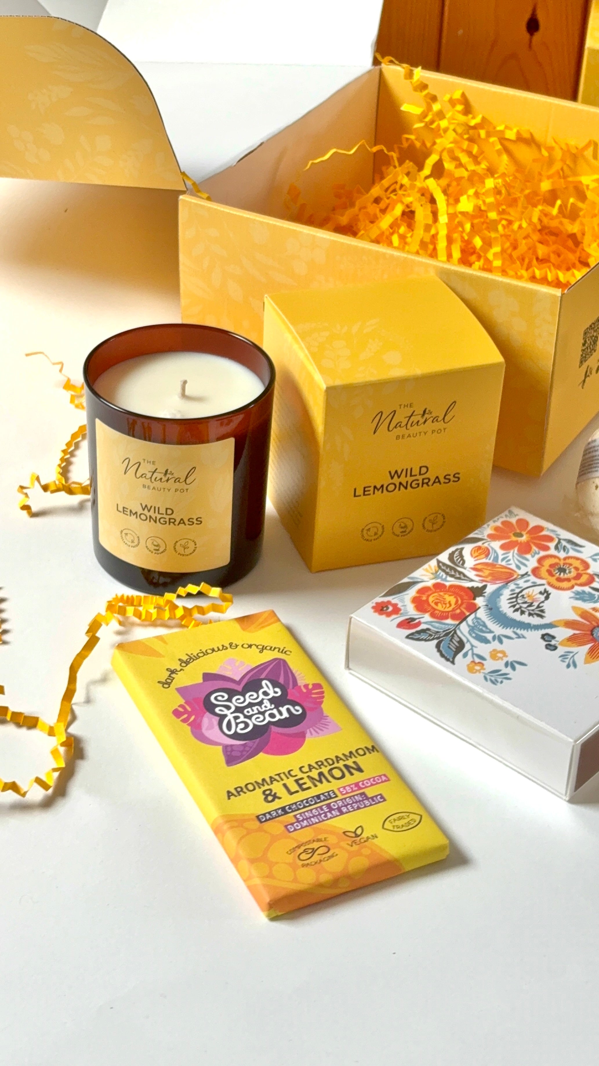 Candle chocolate matches bath bomb gift