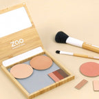 Refillable Makeup palette with Zao branding on a beige background