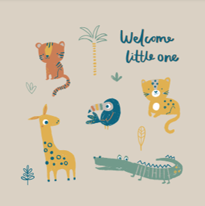 Welcome Little One Savanna Animals Greeting Card