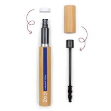 Natural Organic aloe vera mascara comes in sustainable bamboo packaging and shows it can be refilled 