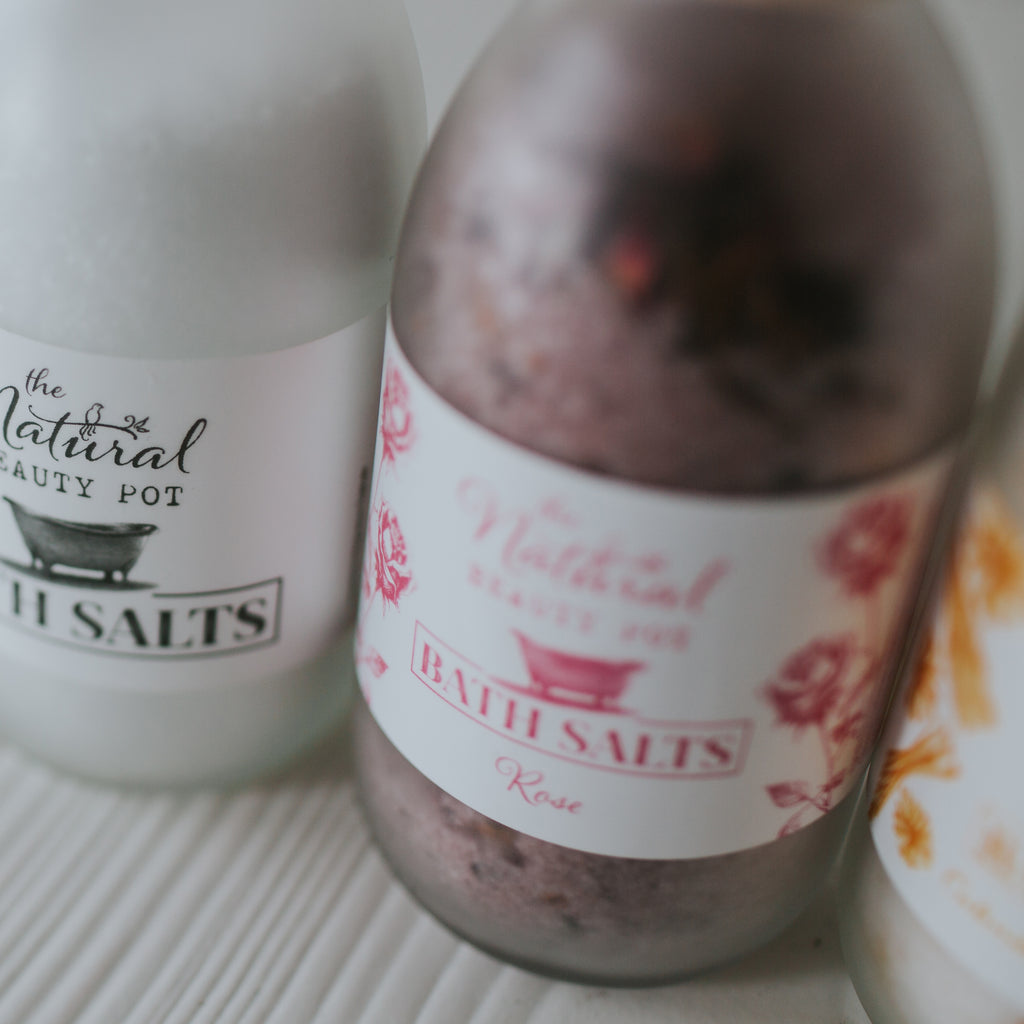 Rose Bath Salts, Natural, Organic, Relaxing Bath, Vegan, Handmade